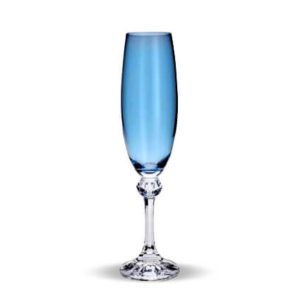 Taça Champanhe Elisa Paradise Azul Cristal 220ml