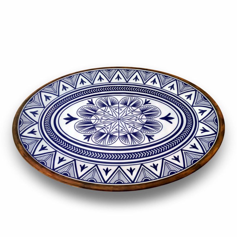 Travessa Oval Rasa Mandala Azul 50cm