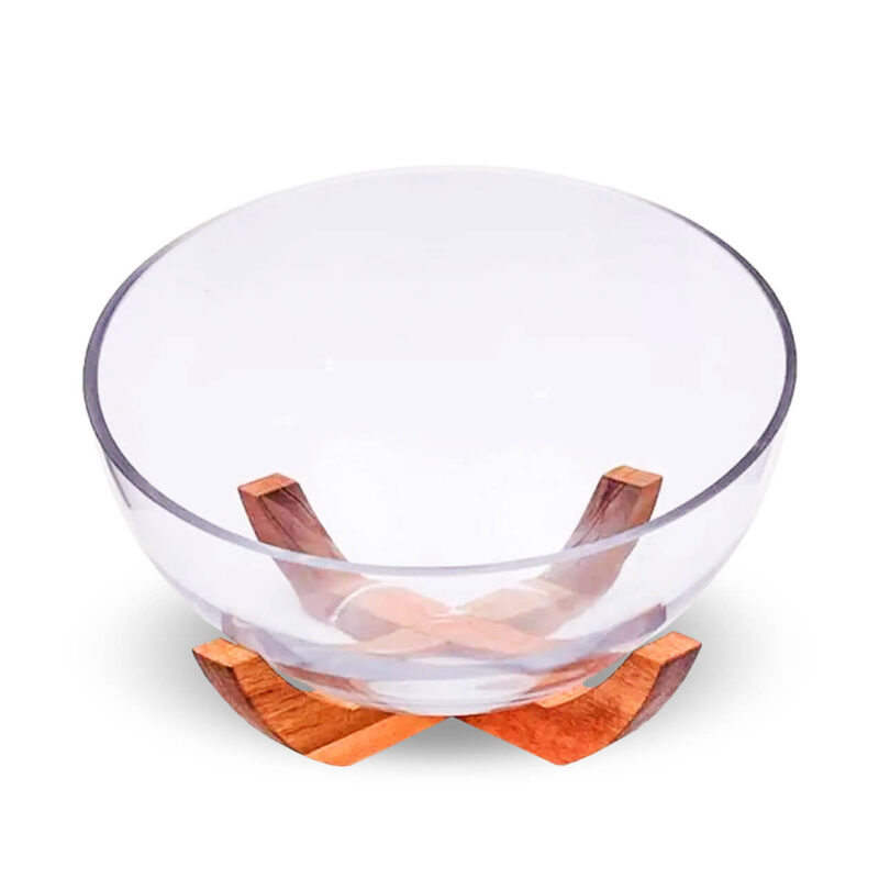 Aluguel de Bowl Vidro Aclive Base Madeira 22cm