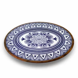 Travessa Oval Rasa Mandala Azul 50cm